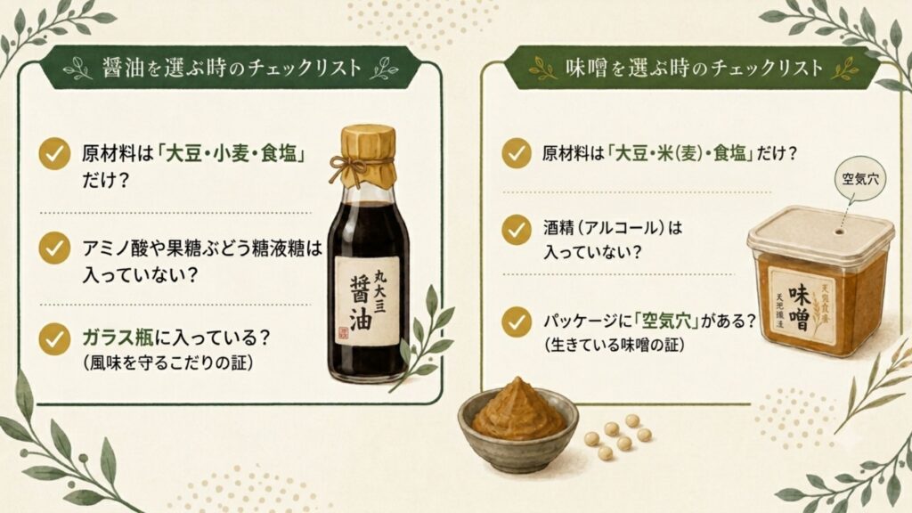 醤油と味噌を選ぶ際のチェックリスト