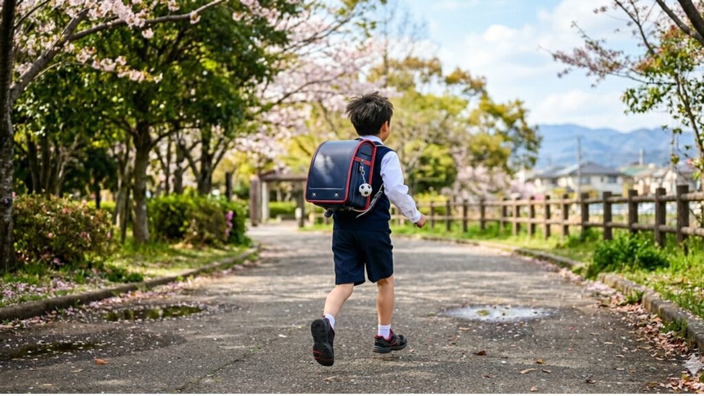 元気に歩く子ども