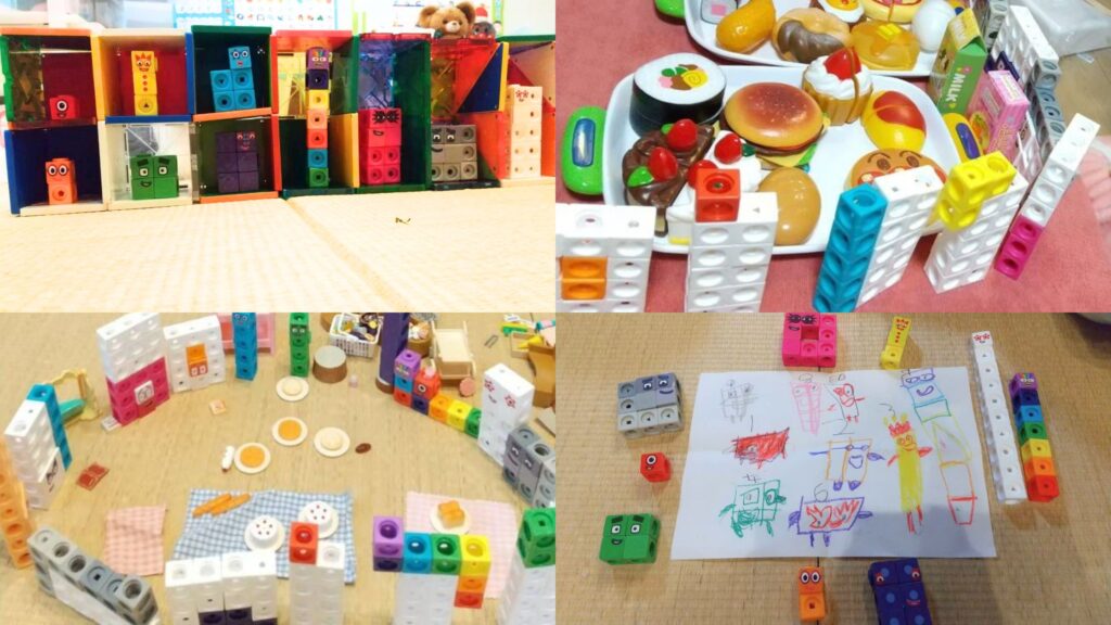 ナンバーブロックスのおもちゃとわが子が遊んでいた際の写真たち