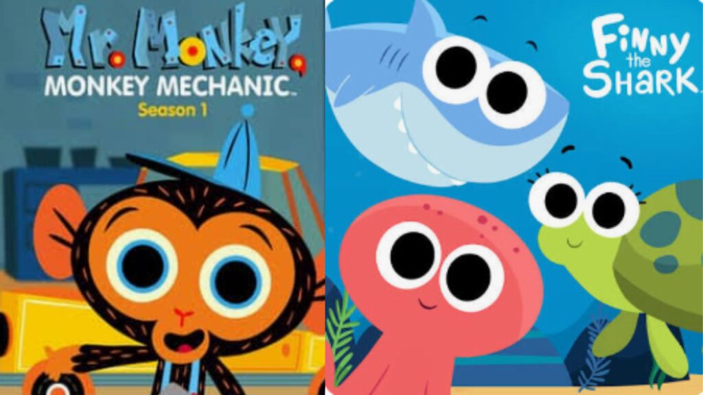 Mr. MonkeyとFinny The Sharkのキャラクターが並ぶお気に入りの紹介画像
