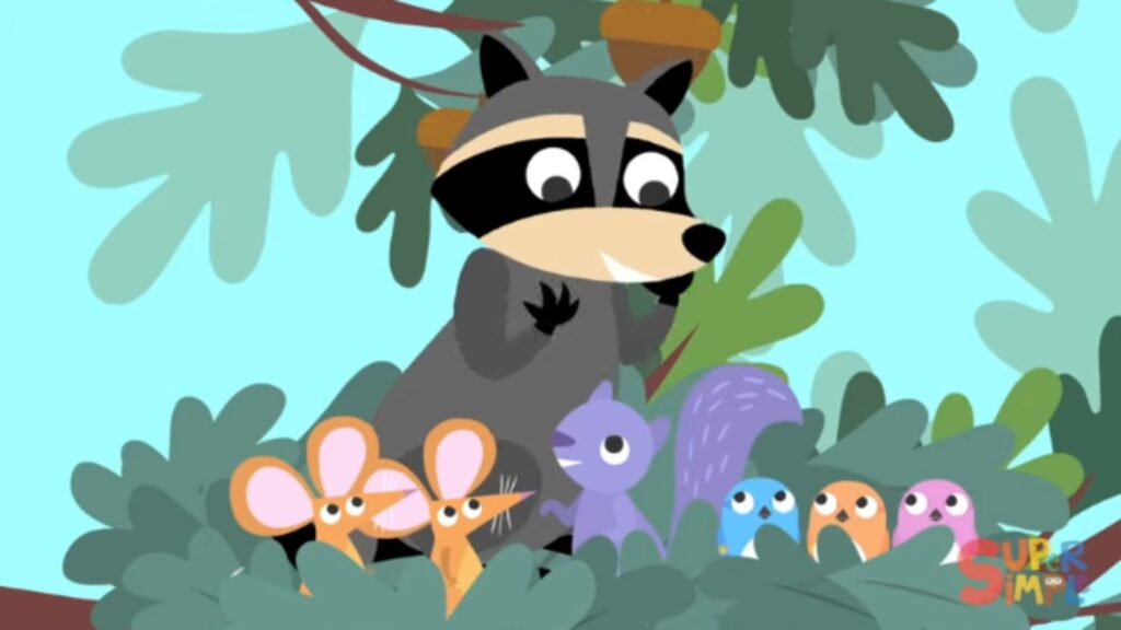 森の動物たちが仲良く集まるTreetop Familyのワンシーン